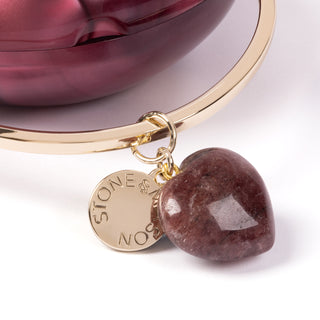 The Strawberry Quartz Pebble Mini Bag & Crystal Beauty Kit with Heart Charm