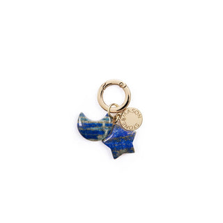 Double Charm Lapis Lazuli Moon & Star Bag Charm