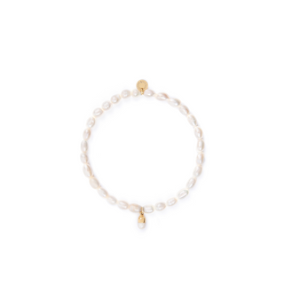 4mm Pearl Bead Bracelet with Cream Pill Charm