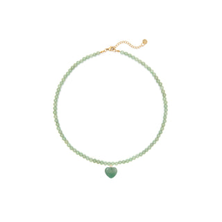 Green Aventurine Mini Heart Charm Necklace