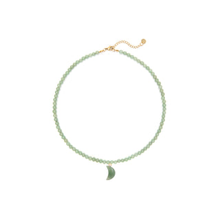 Green Aventurine Moon Charm Necklace