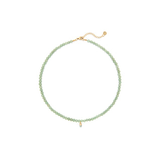 Green Aventurine Bead Necklace with Green Pill Charm