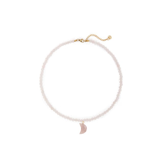 Rose Quartz Moon Charm Necklace