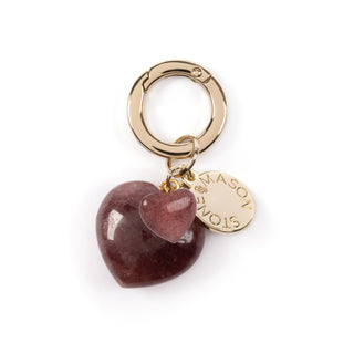 Double Heart Strawberry Quartz Bag Charm