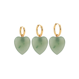 Green Aventurine Heart Charm Earring