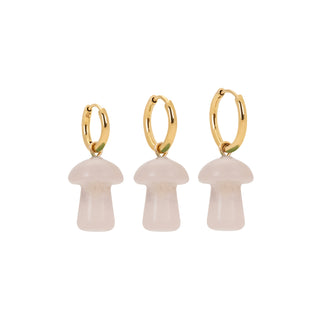 Rose Quartz Mini Mushroom Charm Earring