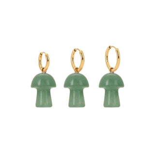 Green Aventurine Mushroom Charm Earring