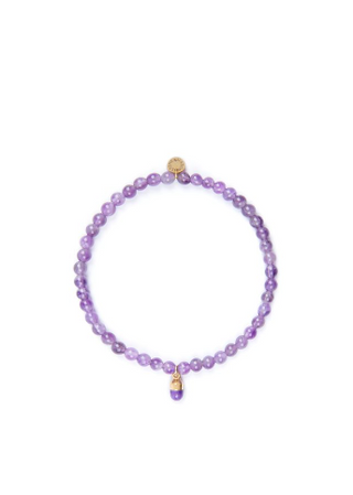 4mm Amethyst Bead Bracelet with Purple Pill Charm