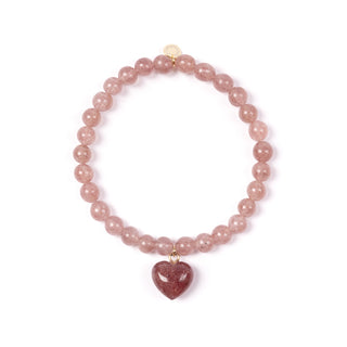 Strawberry Quartz Heart Charm Bracelet