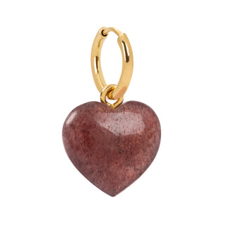 Strawberry Quartz Heart Charm Earring