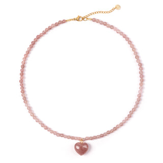 Strawberry Quartz Heart Charm Necklace