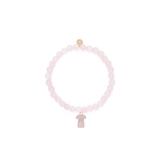 6mm Rose Quartz Bead Bracelet with Mushroom Charm
