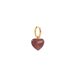 Strawberry Quartz Mini Heart Charm Earring