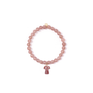 6mm Strawberry Quartz Mushroom Charm Bracelet