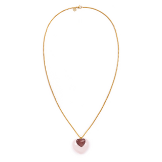 Double Heart Pendant Large Rose Quartz with Strawberry Quartz