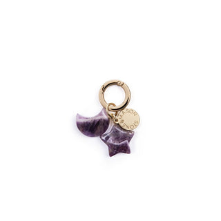 Double Charm Amethyst Moon & Star Keyring