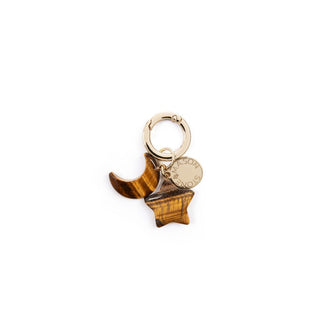 Double Charm Tiger's Eye Moon & Star Keyring