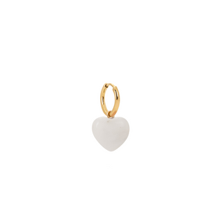 White Jasper Mini Heart Charm Earring