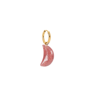 Strawberry Quartz Moon Charm Earring