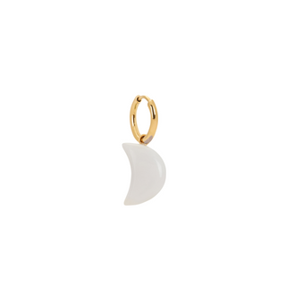 White Jasper Moon Charm Earring