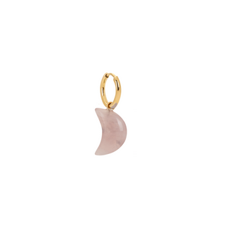 Rose Quartz Moon Charm Earring