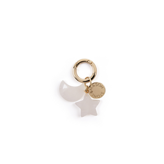 Double Charm White Jasper Moon and Star Bag Charm