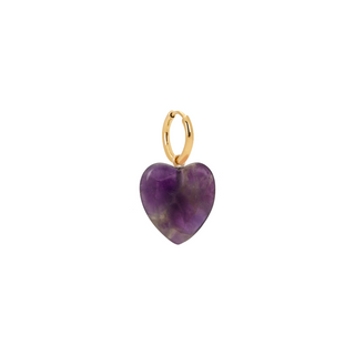 Amethyst Heart Charm Earring