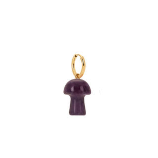 Amethyst Mushroom Charm Earring