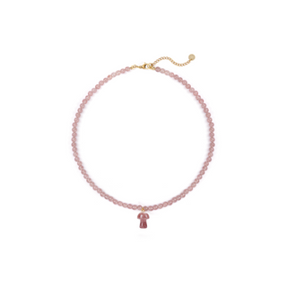 Strawberry Quartz Mushroom Charm Necklace