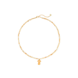 Citrine and Yellow Jasper Mushroom Charm Necklace