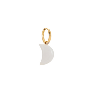 White Jasper Moon Charm Earring
