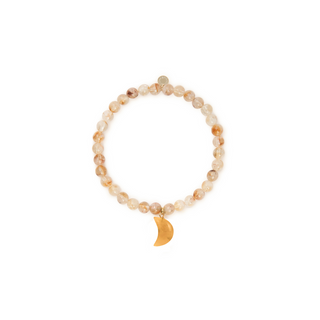 6mm Citrine Bead Bracelet with Yellow Jasper Moon Charm