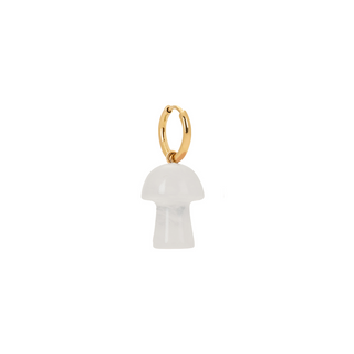 White Jasper Mushroom Charm Earring