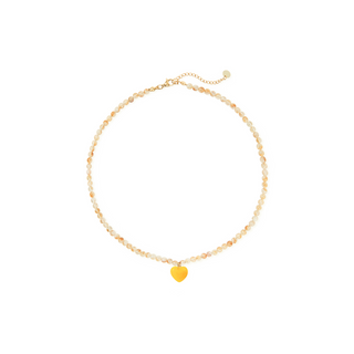 Citrine & Yellow Jasper Heart Charm Necklace