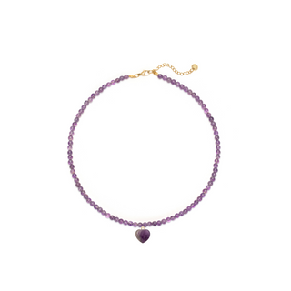 Amethyst Heart Charm Necklace
