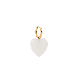 White Jasper Heart Charm Earring