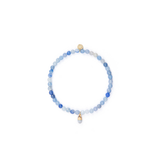 4mm Blue Aventurine Bead Bracelet with Blue Pill Charm