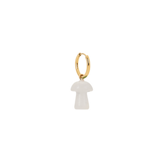 White Jasper Mini Mushroom Charm Earring