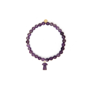 6mm Amethyst Bead Bracelet Mushroom Charm