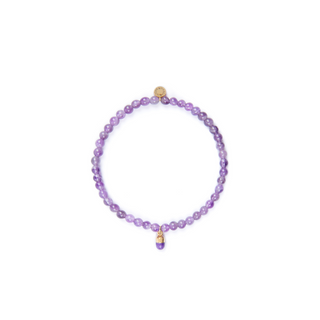 4mm Amethyst Bead Bracelet with Purple Pill Charm