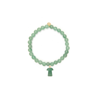 6mm Green Aventurine Bead Bracelet with Mushroom Charm